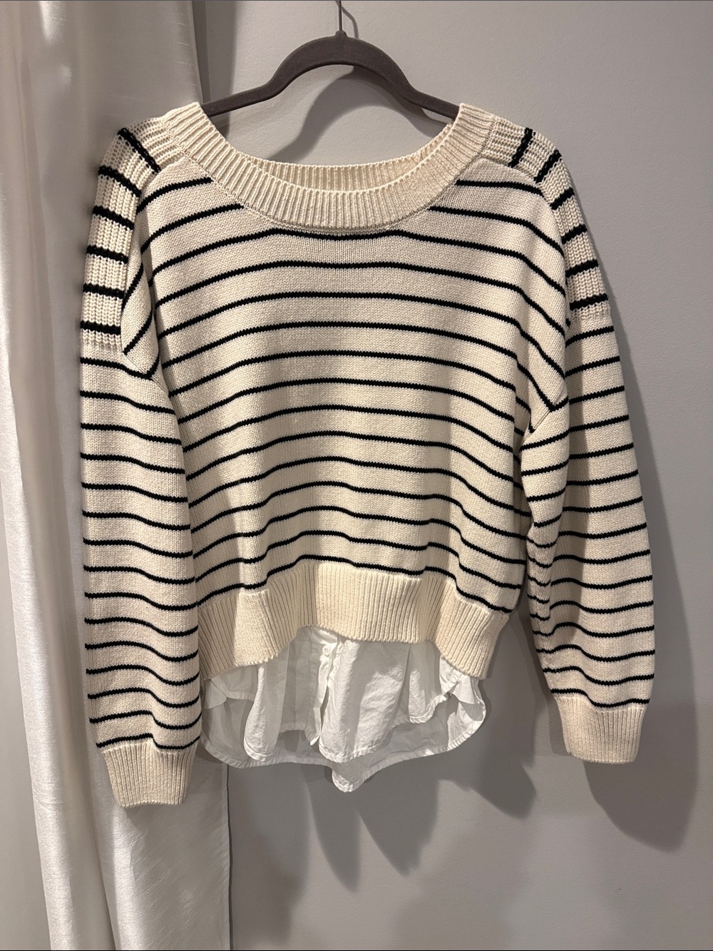Industry xl Classic Cream and Black Striped Women's Sweater
